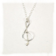 Silver treble clef pendant